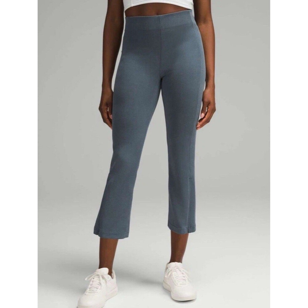Lululemon Womens Ribbed Softstreme Size 2 Zip-Leg Cropped Pant 25” Iron Blue NWT